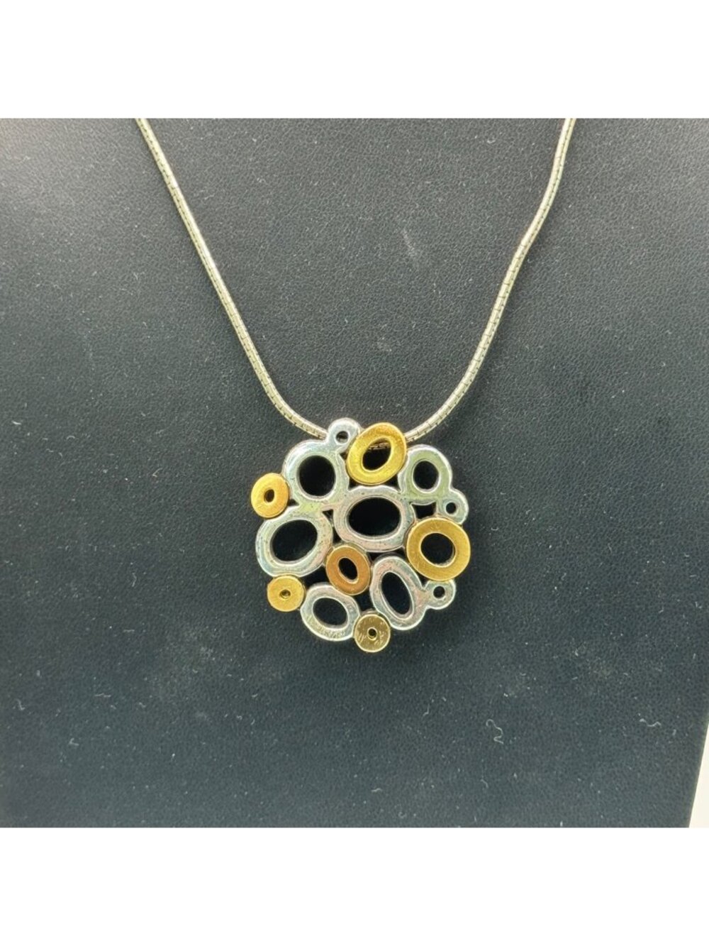 Brighton Calliope Tone Silver Gold Swarovski Crystal Reversible Pendant Necklace